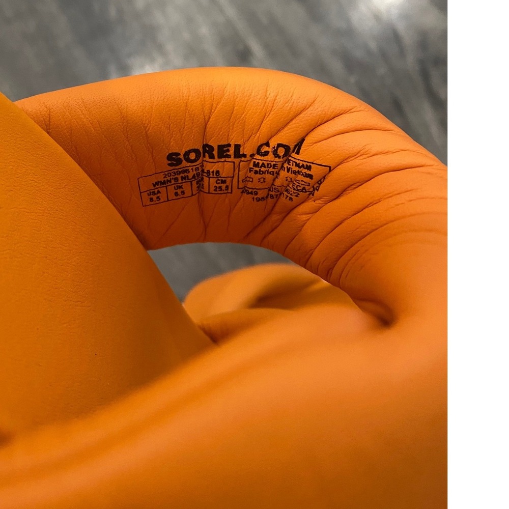 Sorel Viibe Twist Orange Leather Puffy Platform Slide Sandals Womens 8.5 Comfort - Picture 7 of 7